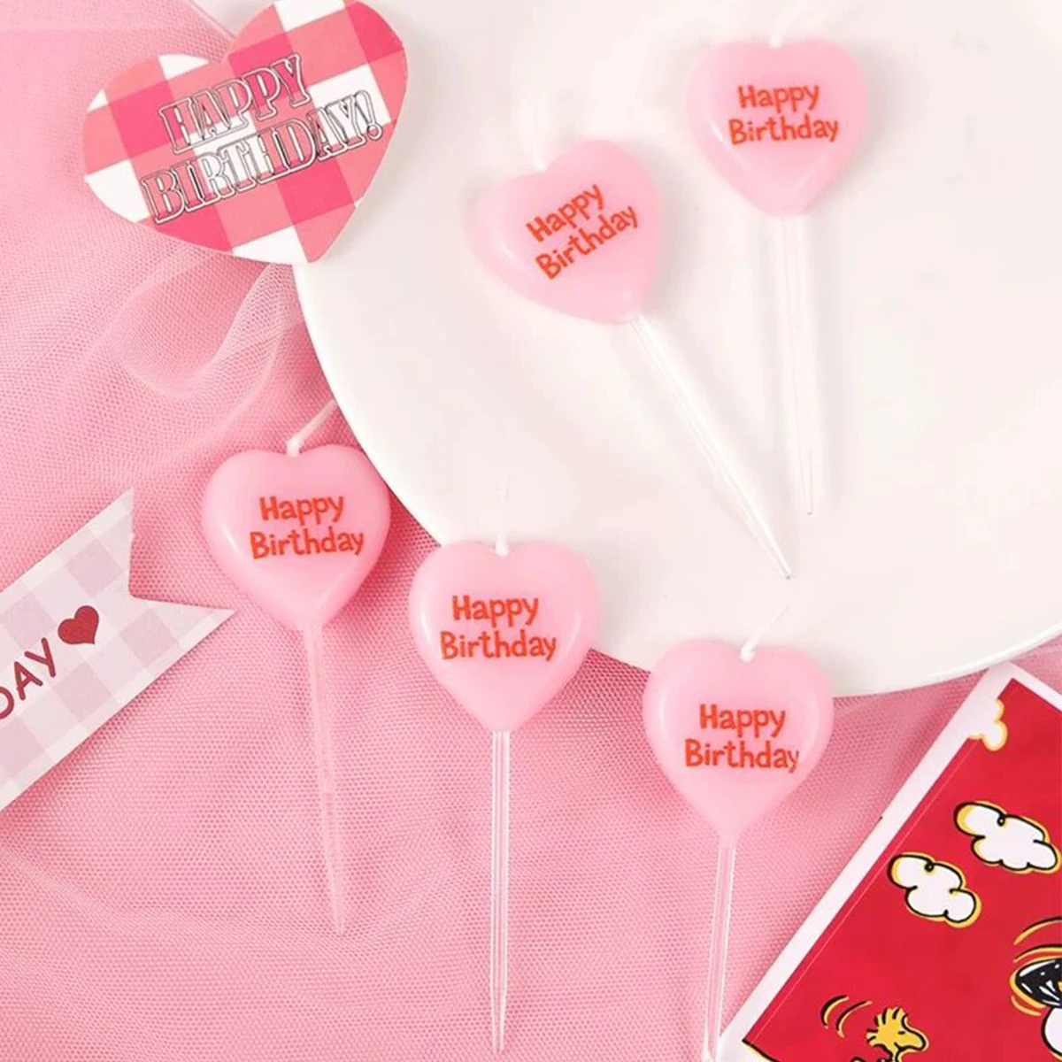 5pcs Cute Heart Shaped Birthda - Zebra Candle Supplies 리뷰 및 가격